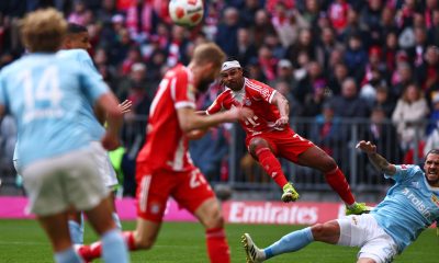 El jugador del Bayern Serge Gnabryen el partido de la Bundesliga que hanjugado el líder contra el FC Union Berlin, en Múnich, Alemania. EFE/EPA/ANNA SZILAGYI