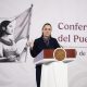 La presidenta de México, Claudia Sheinbaum, habla durante una rueda de prensa este miércoles en Palacio Nacional de la Ciudad de México (México).  EFE/José Méndez