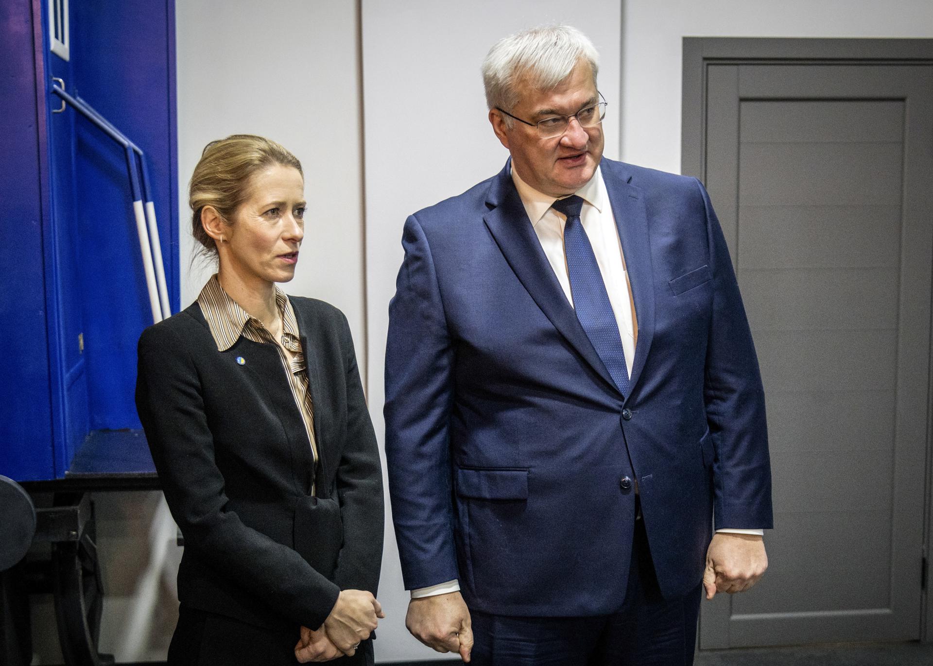 La alta representante de la Unión Europea para Asuntos Exteriores, Kaja Kallas, junto al ministro ucraniano de Exteriores, Andrí Sibiga. EFE/EPA/UKRAINE FOREIGN MINISTRY PRESS SERVICE HANDOUT HANDOUT EDITORIAL USE ONLY/NO SALES