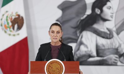 La presidenta de México, Claudia Sheinbaum, habla en una rueda de prensa este martes, en el Palacio Nacional de la Ciudad de México (México). EFE/ Isaac Esquivel