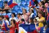 Aficionados de Filipinas celebran la clasificación para el Mundial de Brasil tras ganar a Uzbekistán en Gold Coast (Australia). EFE/EPA/DAVE HUNT EDITORIAL USE ONLY AUSTRALIA AND NEW ZEALAND OUT
