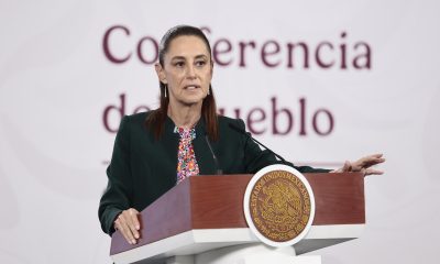 La presidenta de México, Claudia Sheinbaum, habla durante una rueda de prensa este jueves en Palacio Nacional de la Ciudad de México (México). EFE/José Méndez