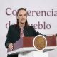 La presidenta de México, Claudia Sheinbaum, habla durante una rueda de prensa este jueves en Palacio Nacional de la Ciudad de México (México). EFE/José Méndez