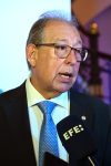 El embajador de Paraguay en Uruguay, Didier Olmedo, habla en una entrevista con EFE durante el aniversario del Mercosur este jueves, en Montevideo (Uruguay). EFE/ Federico Gutiérrez
