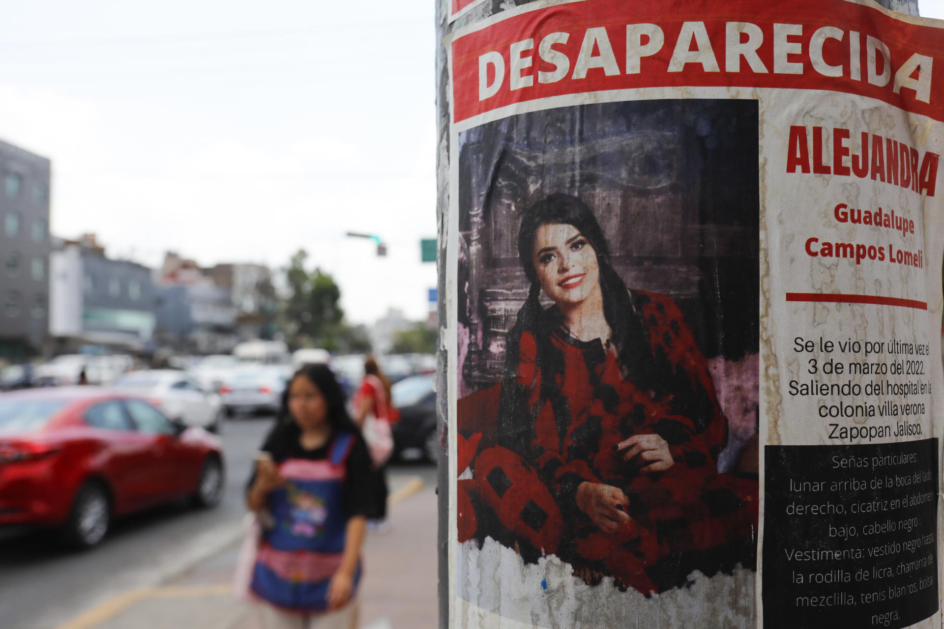 Fotografía de archivo que muestra un cartel con la imagen de una persona desaparecida en Guadalajara, Jalisco (México). EFE/ Francisco Guasco