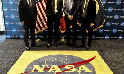 De izquierda a derecha: Marco Peronaci (embajador de Italia en Estados Unidos), Jared Isaacman (administrador de la NASA), Adolfo Urso (ministro de Empresa y Made in Italy) y Teodoro Valente (presidente de la Agencia Espacial Italiana) tras la firma del acuerdo. EFE/ Ministerio de Empresa italiano / SOLO USO EDITORIAL/SOLO DISPONIBLE PARA ILUSTRAR LA NOTICIA QUE ACOMPAÑA (CRÉDITO OBLIGATORIO)