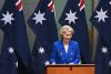 La presidenta de la Comisión Europea, Ursula von der Leyen, durante su intervención en el Parlamento de Australia.
EFE/EPA/LUKAS COCH AUSTRALIA AND NEW ZEALAND OUT
