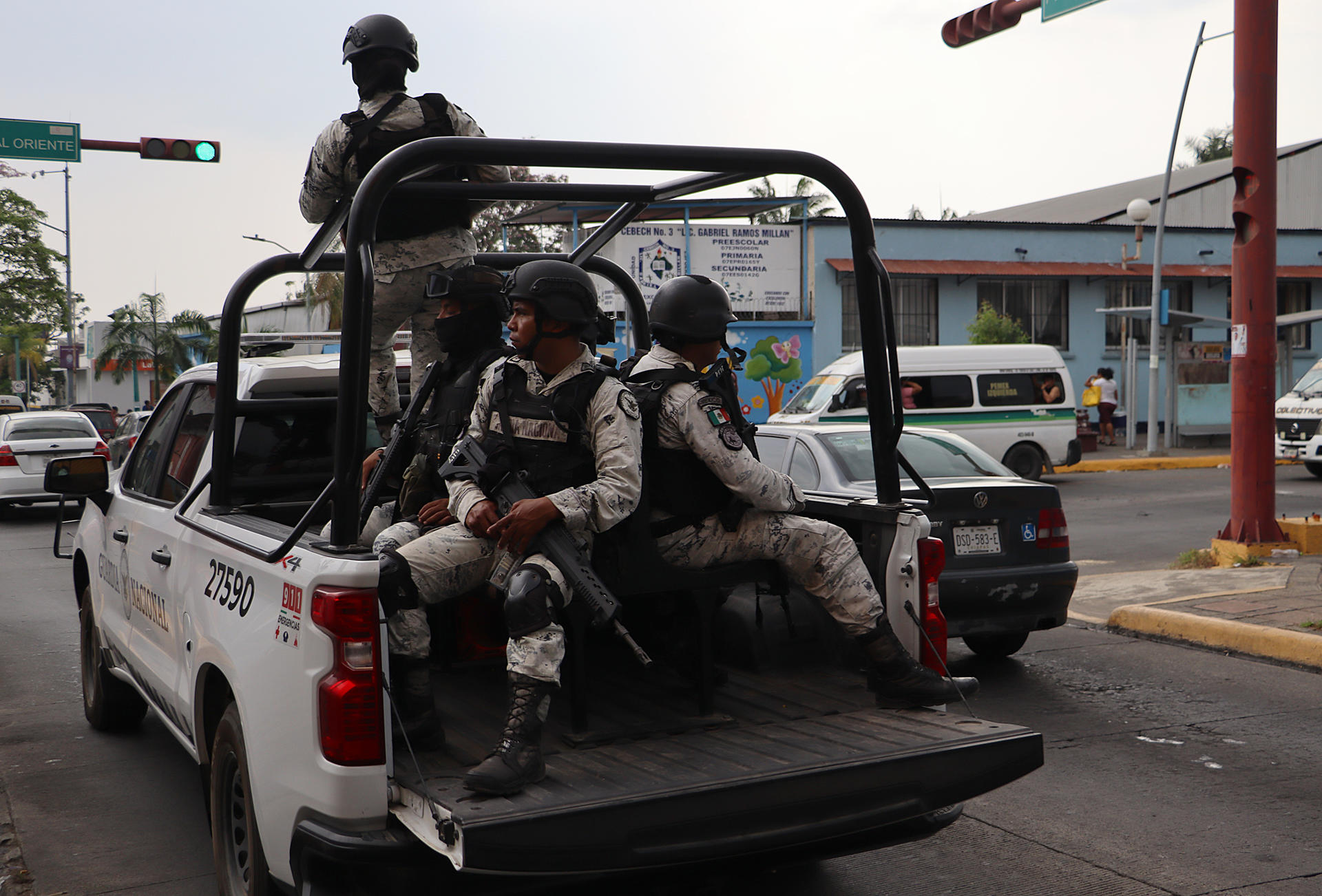 Personal de la Guardia Nacional (GN) realiza patrullajes en calles del estado de Chiapas, México. Imagen de archivo. EFE/Juan Manuel Blanco