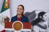 La presidenta de México, Claudia Sheinbaum, habla este miércoles, durante una rueda de prensa en Palacio Nacional de la Ciudad de México (México). EFE/ Mario Guzmán