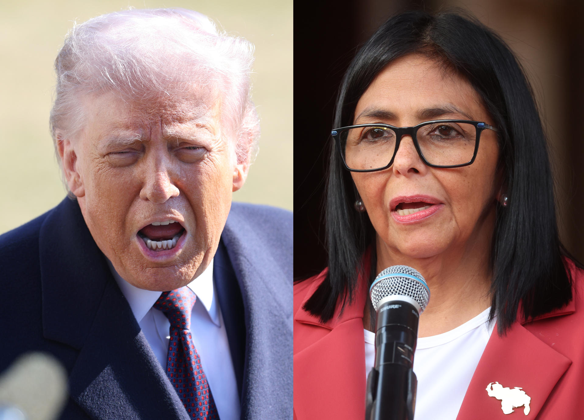Combo de fotografías que muestra al presidente de Estados Unidos, Donald Trump, y a la presidenta encargada de Venezuela, Delcy Rodríguez. EFE/ Octavio Guzmán/ Miguel Gutiérrez