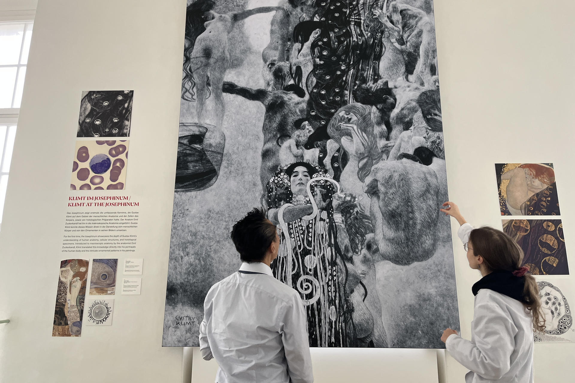 La obra más enigmática y escandalosa de Gustav Klimt (1862-1918), 'La Medicina', revela el interés del célebre artista del 'Jugendstil' por la anatomía y la ciencia, y cómo los descubrimientos de su tiempo dieron forma a su visión del cuerpo, la vida y la muerte. EFE/ Sara Corsellas