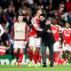 El técnico español Mikel Arteta celebra la victoria durante el partido de vuelta de octavos de final de la UEFA Champions que han jugado Arsenal y Bayer 04 Leverkusen en Londres, Reino Unido. EFE/EPA/NEIL HALL
