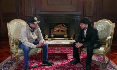 Captura de video tomada del canal oficial en YouTube del presidente de Colombia, Gustavo Petro (i), conversando con el 'streamer' Luis Fernando Villa Álvarez, conocido como Westcol, este jueves en Bogotá (Colombia). EFE/ Gustavo Petro