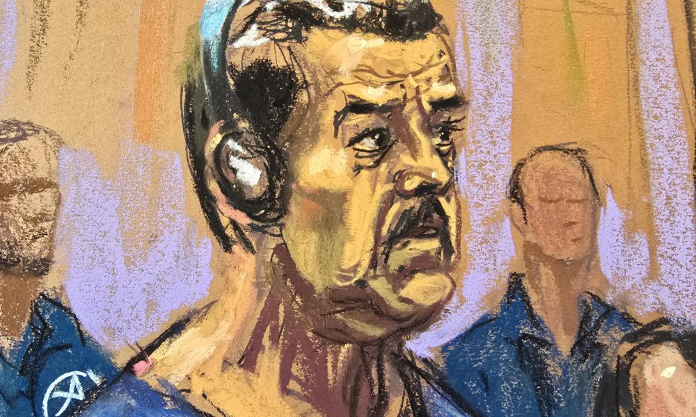 Fotografía de archivo de un dibujo realizado por la artista Jane Rosenberg donde aparece el presidente de Venezuela, Nicolás Maduro, compareciendo ante un tribunal federal en Nueva York (EE.UU.). EFE/ Jane Rosenberg