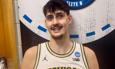 El español Aday Mara, de los Michigan Wolverines, durante una entrevista con EFE en Chicago (EE.UU). EFE/Andrea Montolivo