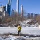 Fotografía que muestra el lago The Pond del Central Park congelado a finales de febrero en Nueva York (Estados Unidos). EFE/Ángel Colmenares.