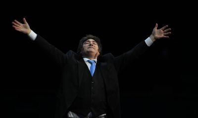 El presidente argentino, Javier Milei, participa este sábado en el Madrid Economic Forum en Madrid. EFE/ Fernando Villar