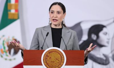 La secretaria de Cultura, Claudia Curiel de Icaza, habla durante una rueda de prensa este lunes en Palacio Nacional de la Ciudad de México (México). EFE//Mario Guzmán