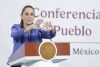 La presidenta de México, Claudia Sheinbaum, habla durante una rueda de prensa este miércoles, en el Palacio Nacional de la Ciudad de México (México). EFE/ Sáshenka Gutiérrez