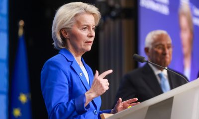 BÉLGICA (BRUSELAS), 20/03/2026.- La presidenta de la Comisión Europea, Ursula von der Leyen, habla durante una rueda de prensa al término de una reunión formal de los miembros del Consejo Europeo en Bruselas, Bélgica, el 20 de marzo de 2026. EFE/EPA/OLIVIER HOSLET