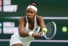 La estadounidense Coco Gauff en acción este viernes frente a la uzbeka Kamilla Rakhimova en partido del torne de Indian Wells. EFE/EPA/JOHN G. MABANGLO
