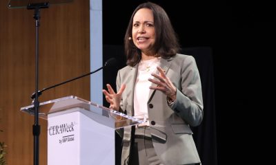 La líder opositora y premio nobel de la Paz, María Corina Machado, habla durante la conferencia sobre petróleo y energía CERAWeek 2026 este martes, en Houston (EE.UU.).EFE/ Carlos Ramírez
