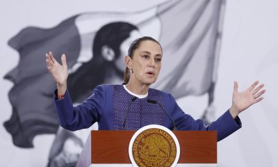 La presidenta de México, Claudia Sheinbaum, habla durante una rueda de prensa este martes en Palacio Nacional de la Ciudad de México (México). EFE/Sáshenka Gutiérrez