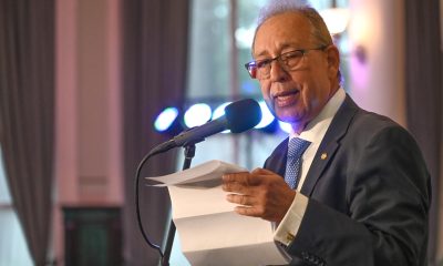 El embajador de Paraguay en Uruguay, Didier Olmedo, habla durante el aniversario del Mercosur este jueves, en Montevideo (Uruguay). EFE/ Federico Gutiérrez