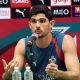 El jugador Gonçalo Guedes de la Selección de Portugal habla en una rueda de prensa este miércoles, previo a un juego amistoso contra la Selección de México, en el balneario de Cancún (México). EFE/ Alonso Cupul