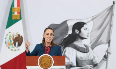 La presidenta de México, Claudia Sheinbaum, habla durante una rueda de prensa este miércoles, en el Palacio Nacional de la Ciudad de México (México). EFE/ Mario Guzmán