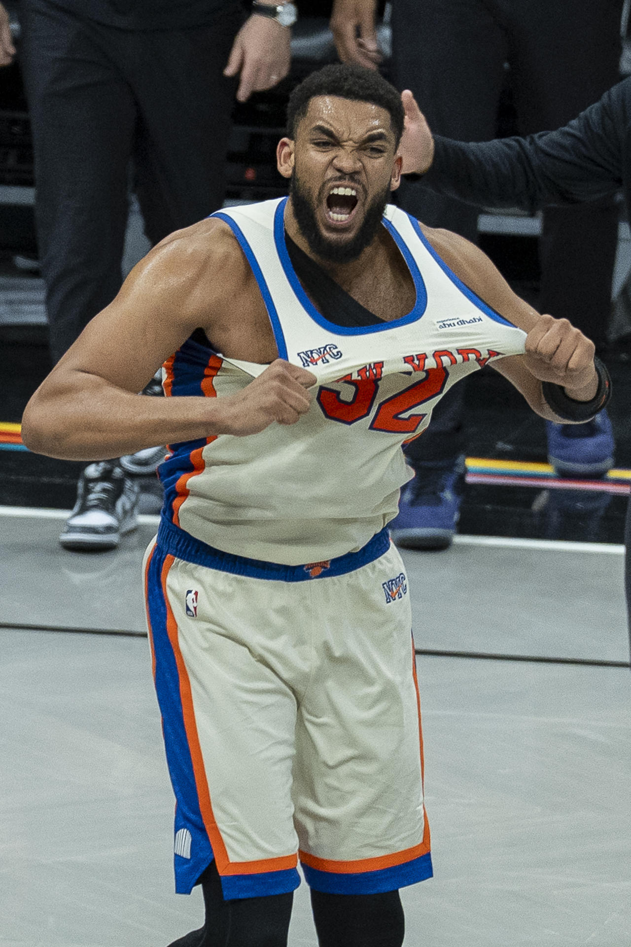 El dominicano Karl Anthony Towns dominó con los New York Knicks a los Washington Wizards. EFE/Ángel Colmenares
