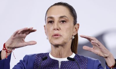 La presidenta de México, Claudia Sheinbaum, habla durante una rueda de prensa este martes en Palacio Nacional de la Ciudad de México (México). EFE/Sáshenka Gutiérrez