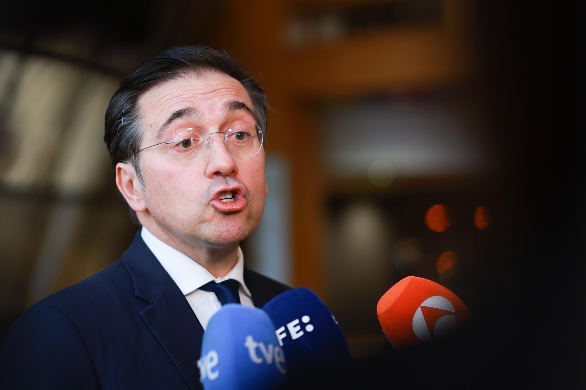 El ministro español de Asuntos Exteriores, José Manuel Albares. EFE/EPA/OLIVIER HOSLET