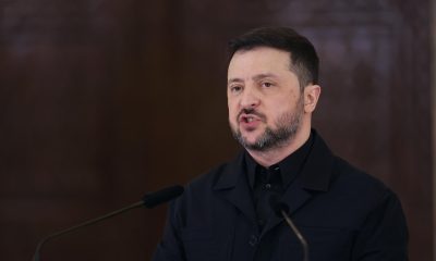 FOTO ARCHIVO. El presidente ucraniano, Volodímir Zelenski, durante una rueda de prensa en Bucarest (Rumanía) el 12 de marzo de 2026. EFE/EPA/ROBERT GHEMENT