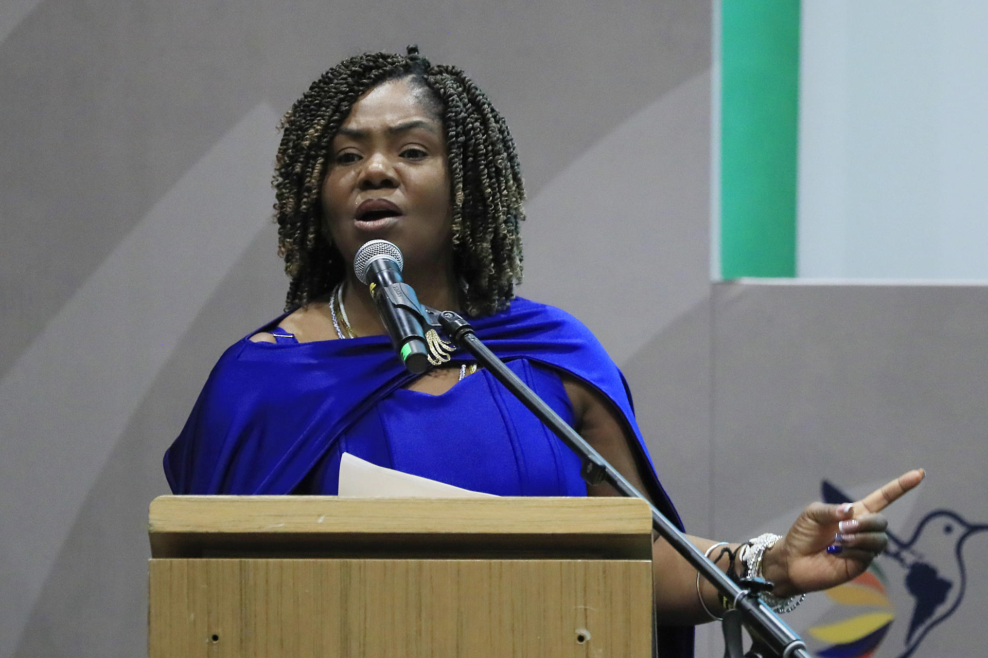 La vicepresidenta de Colombia, Francia Márquez, habla durante la inauguración del Foro de Alto Nivel Celac–África este miércoles, en Bogotá (Colombia). EFE/ Carlos Ortega