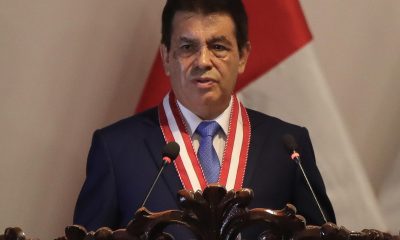 El Fiscal de la Nación (fiscal general) de Perú, Tomás Gálvez, habla durante una ceremonia este viernes, en Lima (Perú). EFE/ Paolo Aguilar