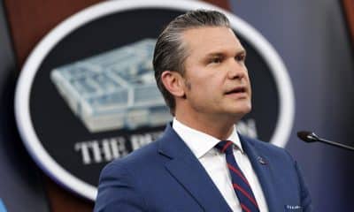 WASHINGTON (United States), 02/03/2026.- US Secretary of Defence Pete Hegseth speaks during a press briefing at the Pentagon, Washington, DC, USA, 02 March 2026. US and Israeli military conducted joint strikes against Iran, killing Iranian Supreme Leader Ayatollah Ali Khamenei. EFE/EPA/WILL OLIVER