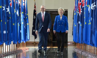 El primer ministro de Australia, Anthony Albanese (i), junto a la presidenta de la Comisión Europea, Ursula von der Leyen (d).
EFE/EPA/LUKAS COCH AUSTRALIA AND NEW ZEALAND OUT