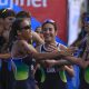 Integrantes del equipo de Brasil celebran tras ganar la medalla de plata en la final del Triatlón Relevos Mixtos durante los IV Juegos Suramericanos. EFE/ Bienvenido Velasco