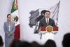 El secretario de Seguridad y Protección Ciudadana de México, Omar García Harfuch, habla durante una conferencia de prensa de la presidenta de México, Claudia Sheinbaum este martes, en el Palacio Nacional de la Ciudad de México (México).  EFE/José Méndez
