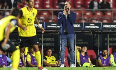 El entrenador de O'Higgins, Lucas Bovaglio, pide un mejor posicionamiento defensivo de sus jugadores durante el partido de la segunda jornada de la fase de grupos de la Copa Sudamericana que perdieron este martes por 2-0 ante Sao Paulo en el estadio Morumbi. EFE/ Isaac Fontana