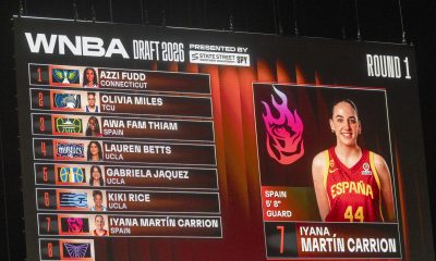 La española Iyana Martín Carrión fue elegida este lunes en Nueva York por Portland Fire en la séptima posición del draft de la WNBA. EFE/ Ángel Colmenares