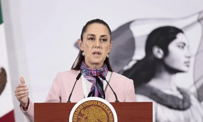 La presidenta de México, Claudia Sheinbaum, habla durante una rueda de prensa este jueves en el Palacio Nacional de la Ciudad de México (México). EFE/José Méndez