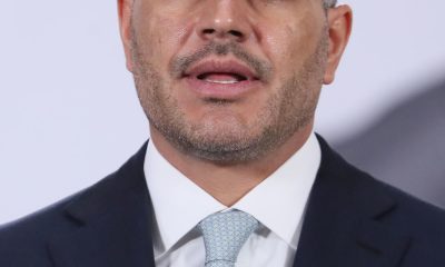 El secretario de Seguridad y Protección Ciudadana (SSPC), Omar García Harfuch, habla durante una rueda de prensa en el Palacio Nacional de la Ciudad de México (México). Imagen de archivo. EFE/Mario Guzmán