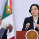 La titular del Secretariado Ejecutivo del Sistema Nacional de Seguridad Pública (Sesnsp), Marcela Figueroa, habla durante una rueda de prensa este martes, en el Palacio Nacional de la Ciudad de México (México). EFE/ Mario Guzmán