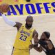 LeBron James (i), de Los Angeles Lakers, disputa un balón con Clint Capela (d), de los Houston Rockets, durante el primer partido de la serie de eliminatorias de la NBA entre Houston Rockets y Los Angeles Lakers en el Crypto.com Arena de Los Ángeles, California (Estados Unidos). EFE/Ariana Ruiz