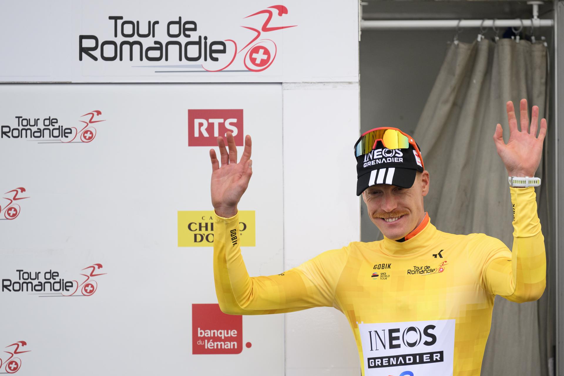 El francés Dorian Godon (INEOS, 3:35.12) tras la etapa prólogo de la 79ª edición del Tour de Romandía, 
 EFE/EPA/LAURENT GILLIERON