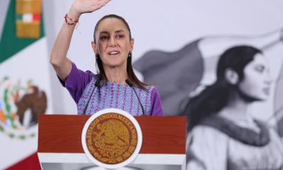 La presidenta de México, Claudia Sheinbaum, habla durante una rueda de prensa este jueves en el Palacio Nacional de la Ciudad de México (México). EFE/Mario Guzmán