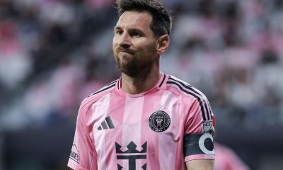 Lionel Messi, del Inter Miami, durante el juego ante el New England Revolution en el Nu Stadium en Miami. EFE/EPA/CRISTOBAL HERRERA-ULASHKEVICH