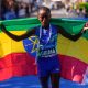La etíope Kena Girma, ganadora del maratón de Madrid, en las Zurich Rock 'n' Roll Running Series, en las que participaron 47.000 personas englobando también las distancias de medio maratón y 10 kilómetros. EFE/Borja Sanchez-trillo